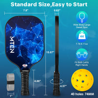 Thumbnail for Pickleball Paddles, USAPA Approved Pickleball Paddles Set of 2, Fiberglass Surface Pickleball Set, 2Pickleball Rackets, 4 Pickleball Balls, 2Grip Tapes & Carry Bag for Men Women