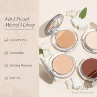 Thumbnail for PUR Beauty 4-in-1 Pressed Mineral Makeup Powder Foundation with SPF 15 - Concealer & Finishing Compact Pressed Powder for Face - Buildable Medium to Full Coverage Foundation Powder (Blush Medium)