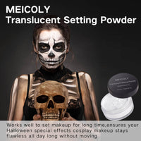 Thumbnail for MEICOLY Talc-Free Setting Powder with Sifter,Long Lasting Loose Face Powder,Translucent Powder Colorset Powder,Matte Finishing White Face Paint Setting Powder for Halloween SFX Makeup,Oil Control