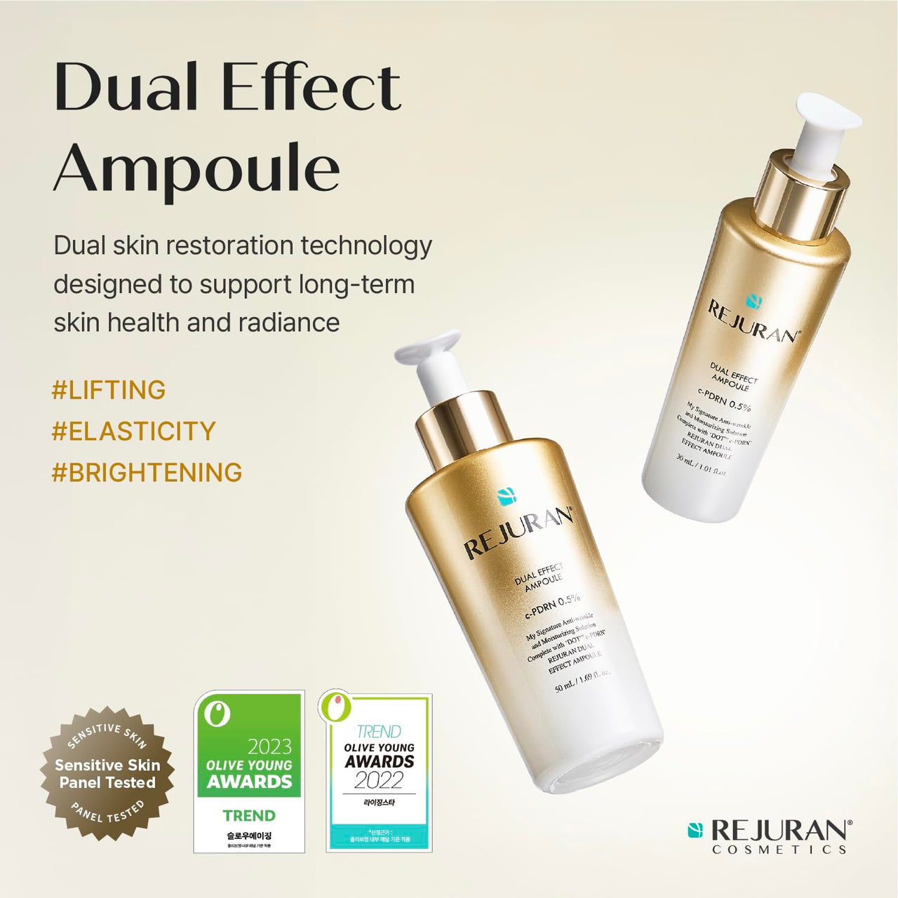REJURAN® Dual Effect Ampoule, DOT DUAL c-PDRN® - Salmon DNA Face Serum for Deep Rejuvenation, Wrinkle Care, Firming, Skin Elasticity with Visible Anti-Aging Results. Korean Skincare (1.01 fl oz)