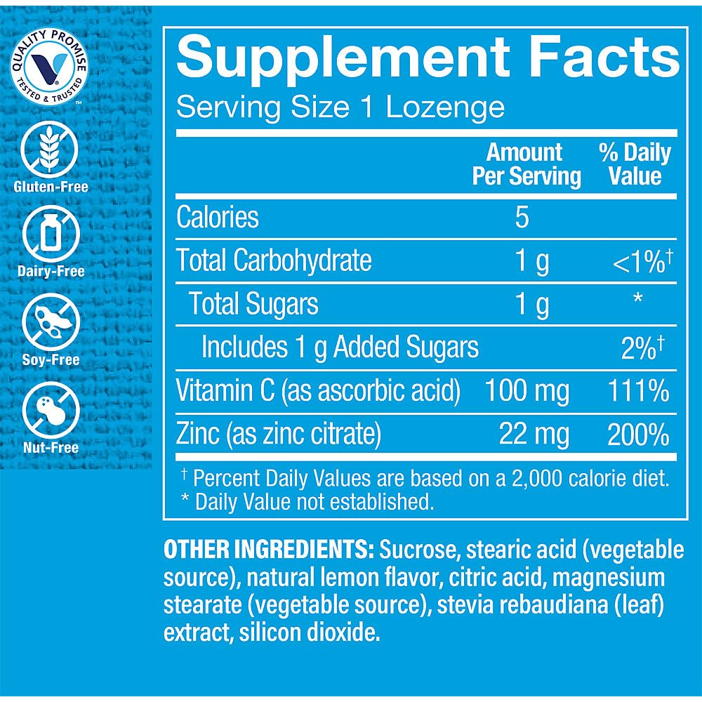 Zinc Lozenge with Vitamin C - Immune Support - Lemon (90 Lozenges)