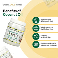 Thumbnail for Organic Extra Virgin Coconut Oil by California Gold Nutrition - Use as Cooking Oil or Butter Substitute - Use Externally on Hair & Skin - Vegan Friendly - Gluten Free, Non-GMO - 2 Pack - 16 fl oz Each