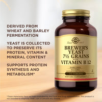 Thumbnail for Solgar Brewer's Yeast 7 ½ Grains with Vitamin B12 - 250 Tablets, Pack of 2 - Non-GMO, Vegan, Dairy Free, Kosher - 82 Total Servings