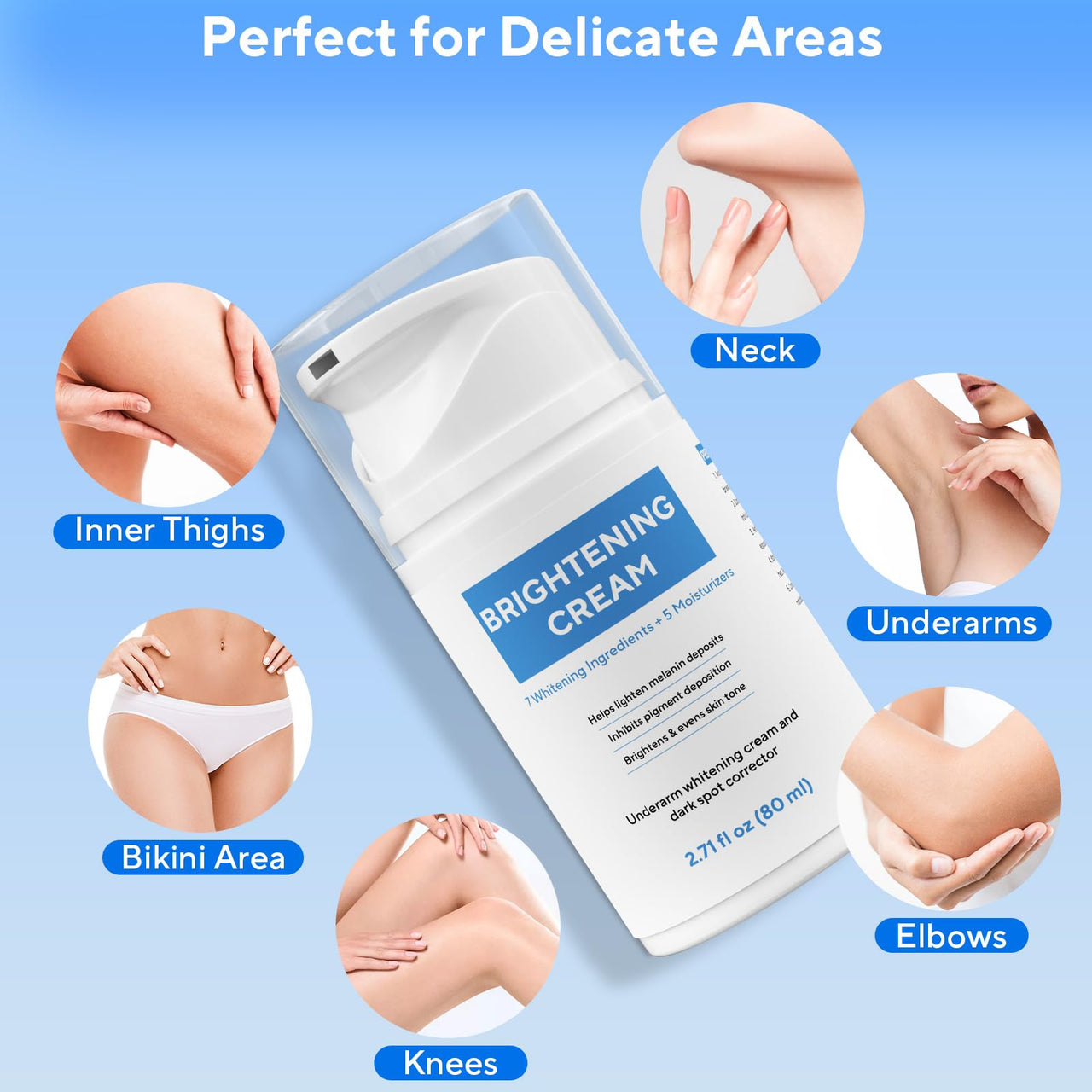 Skin Bleaching Cream, Dark Spot Remover for Body and Face, 2.71 fl oz Skin Lightening Whitening Cream with Vitamin C for Intimate Parts, Armpit, Inner Thigh, Dark Elbows and Knees, Bikini Areas