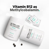 Thumbnail for Codeage Ultra Life Telomeres Supplement - 5 MTHF Folate Vitamin B9, Vitamin B12 Methylcobalamin, Vitamin D3, L-Theanine, Ashwagandha - 3-Month Supply - DNA, Methylation Cycle - Non-GMO - 90 Capsules