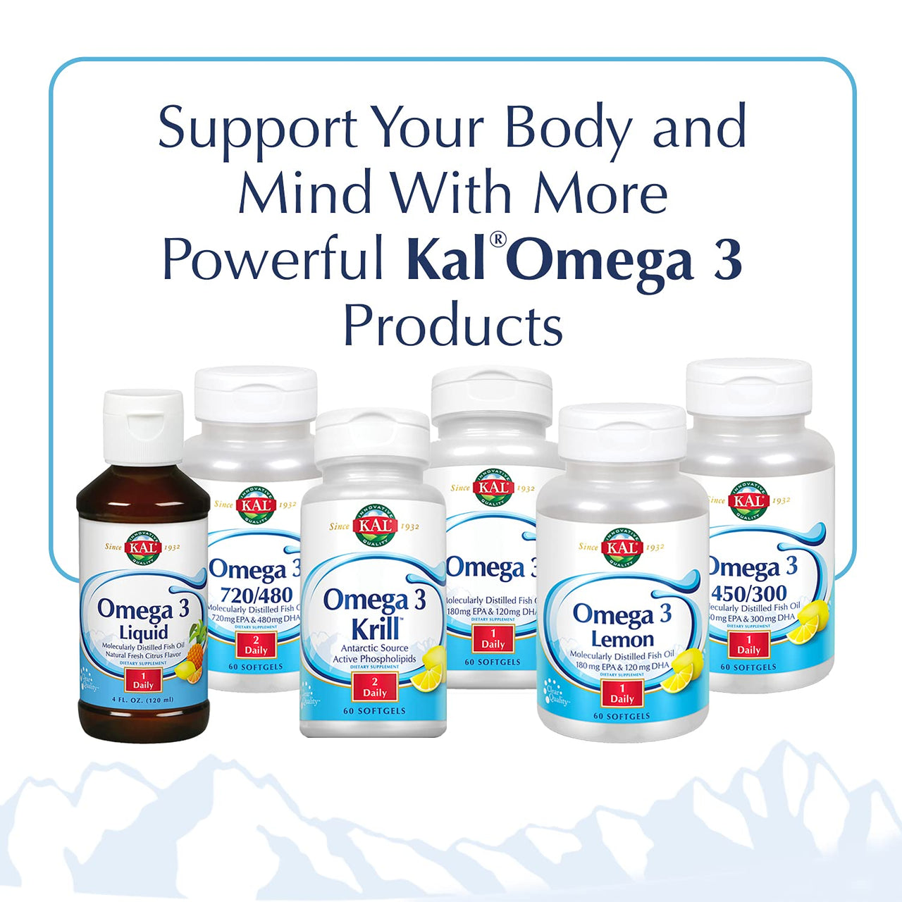 KAL Omega 3 | Omega-3 Fish Oil for Healthy Heart, Joint & Brain Support | 180mg EPA, 120mg DHA (120 CT, 120 Serv)