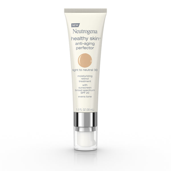 Neutrogena Retinol Treatment and Tinted Facial Moisturizer, Healthy Skin Anti-Aging Perfector with Broad Spectrum SPF 20 Sunscreen with Titanium Dioxide, 30 Light to Neutral, 1 fl. oz