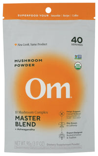 Thumbnail for Om Master Blend Mushroom Powder – Organic Mushroom Supplement with 10 Mushrooms and Ashwagandha - Support Immunity, Gut Health & Stress Relief, 3.17 oz (40 Servings)