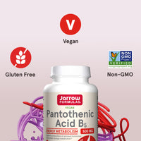 Thumbnail for Jarrow Formulas Pantothenic Acid B5 500 mg, Dietary Supplement, Vitamin B5 for Adrenal Hormone Support and Cellular Energy Metabolism, 100 Veggie Capsules, 100 Day Supply