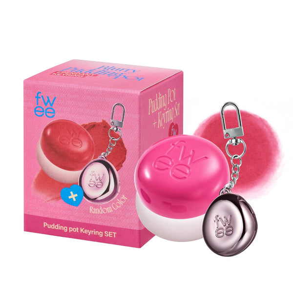 fwee Blurry Pudding Pot + Keychain SET | Airbrushed Blush & Lip, Buildable Pigment, Long-lasting, Lightweight, Easy to Blend, Natural Soft Matte Finish Makeup â€“ Cherry (Vibrant Pink) | 0.17 oz