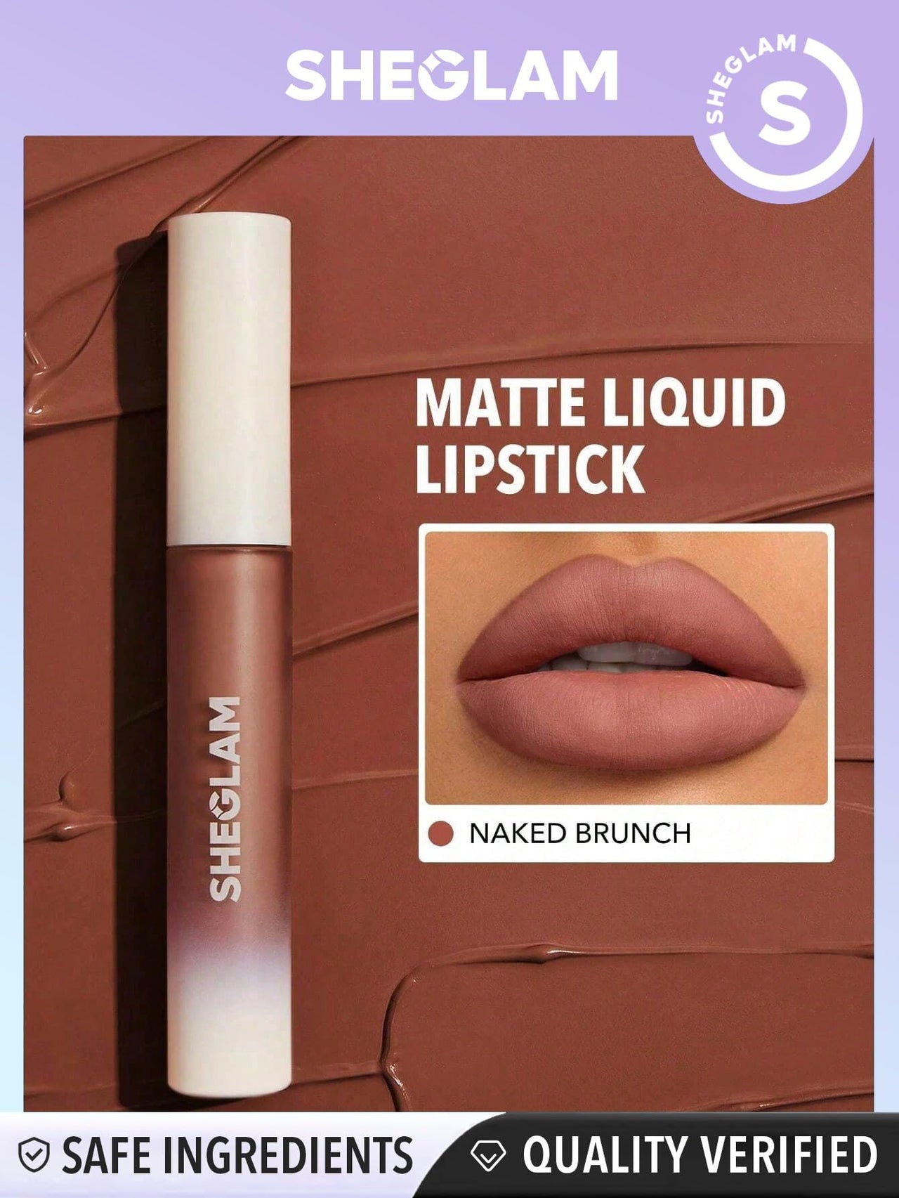 SHEGLAM Matte Allure Liquid Lipstick Long Lasting High Pigment Lipstick Nourishing Sunflower Oil Reduce Lip Care-Naked Brunch