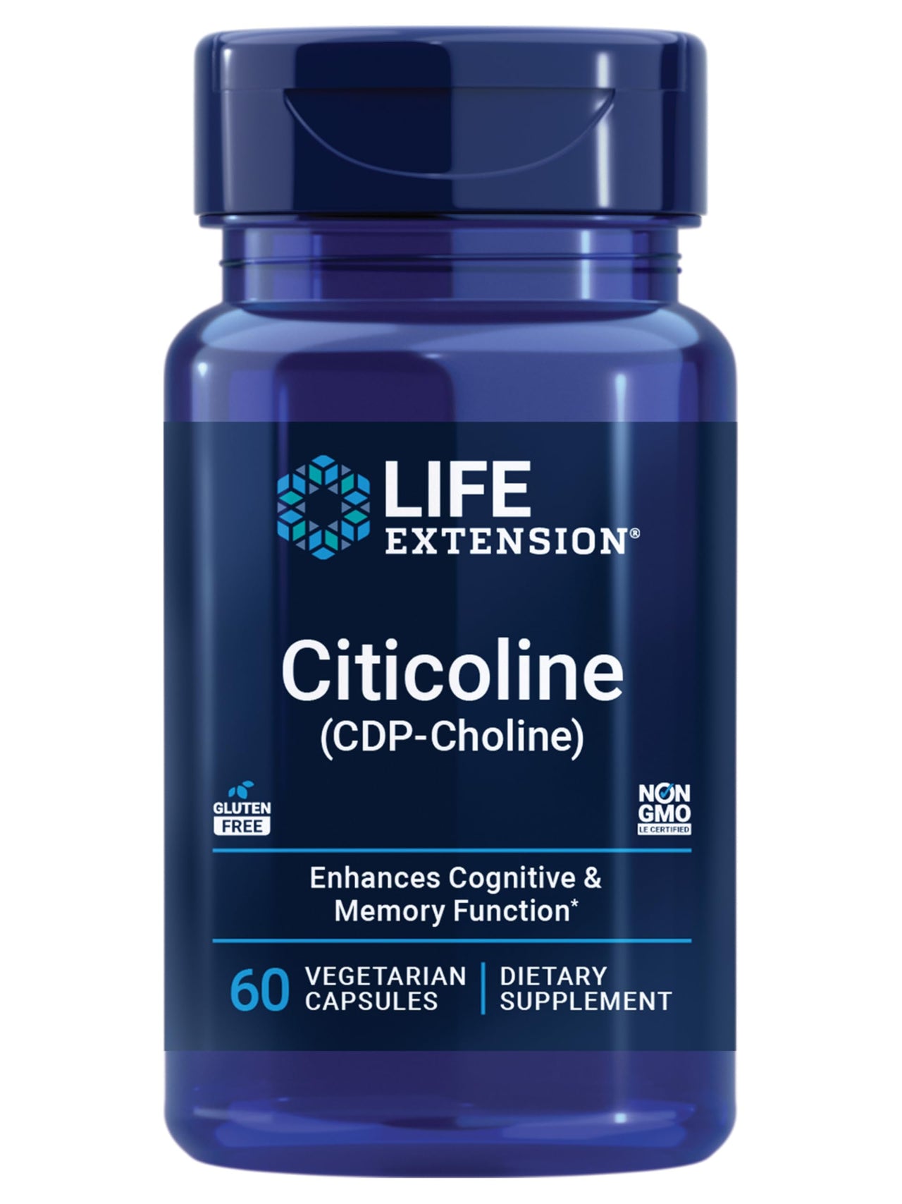 Life Extension Citicoline (CDP-Choline) - Citicoline Supplement for Brain & Cognitive Health, Focus, Attention, Memory Function - Non-GMO, Gluten Free, Vegetarian - 60 Capsules
