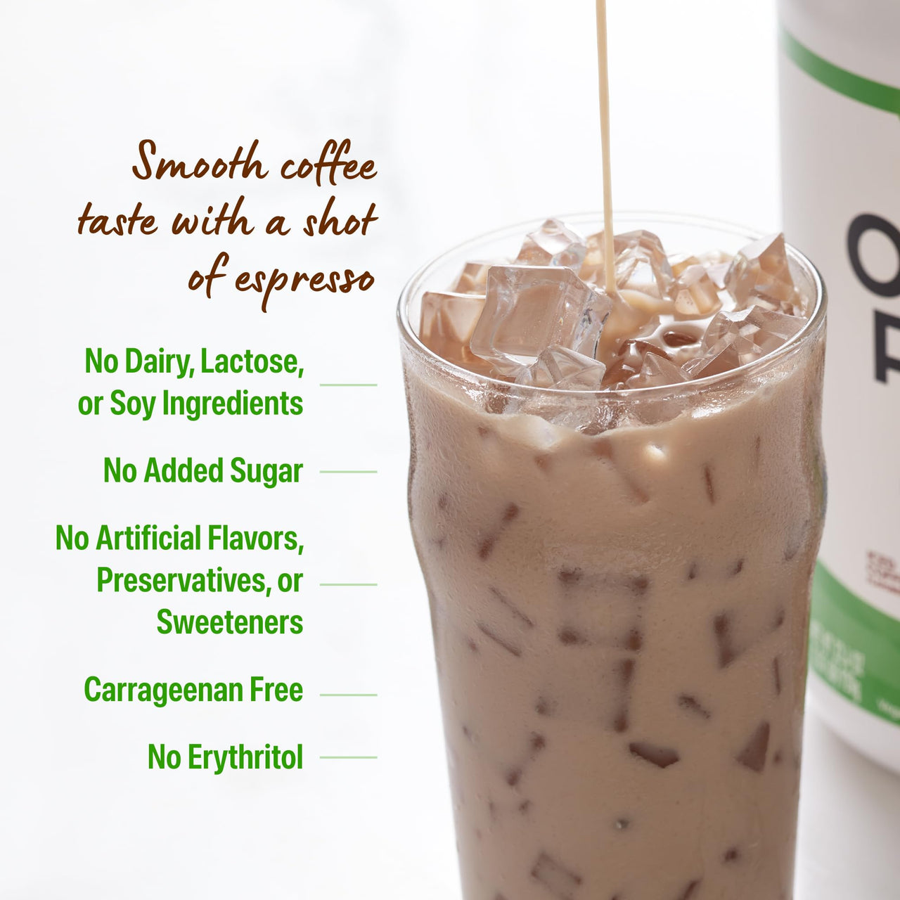 Orgain Organic Vegan Protein Powder, Iced Coffee - 21g Plant Protein, 60mg of Caffeine, Low Net Carb, No Lactose Ingredients, No Added Sugar, Non-GMO, For Shakes & Smoothies, 2.03 lb