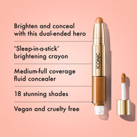 Thumbnail for ICONIC LONDON Radiant Concealer & Brightening Duo | Creamy Liquid + Brightening Crayon Dual Ended Concealer, Cruelty Free, Vegan Makeup (Golden Deep) 0.08 oz