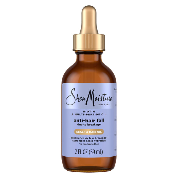 Shea Moisture Scalp & Hair Oil Anti-Hair Fall for Healthy Looking Hair and Moisturized Scalp, with Biotin & Multi-Peptide ScalpBoost Technology, 2 oz
