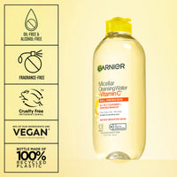 Thumbnail for Garnier Micellar Water with Vitamin C, Facial Cleanser & Makeup Remover, Brightening & Hydrating, For All Skin Types, Vegan, Cruelty Free, 13.5 Fl Oz (400mL), 1 Count