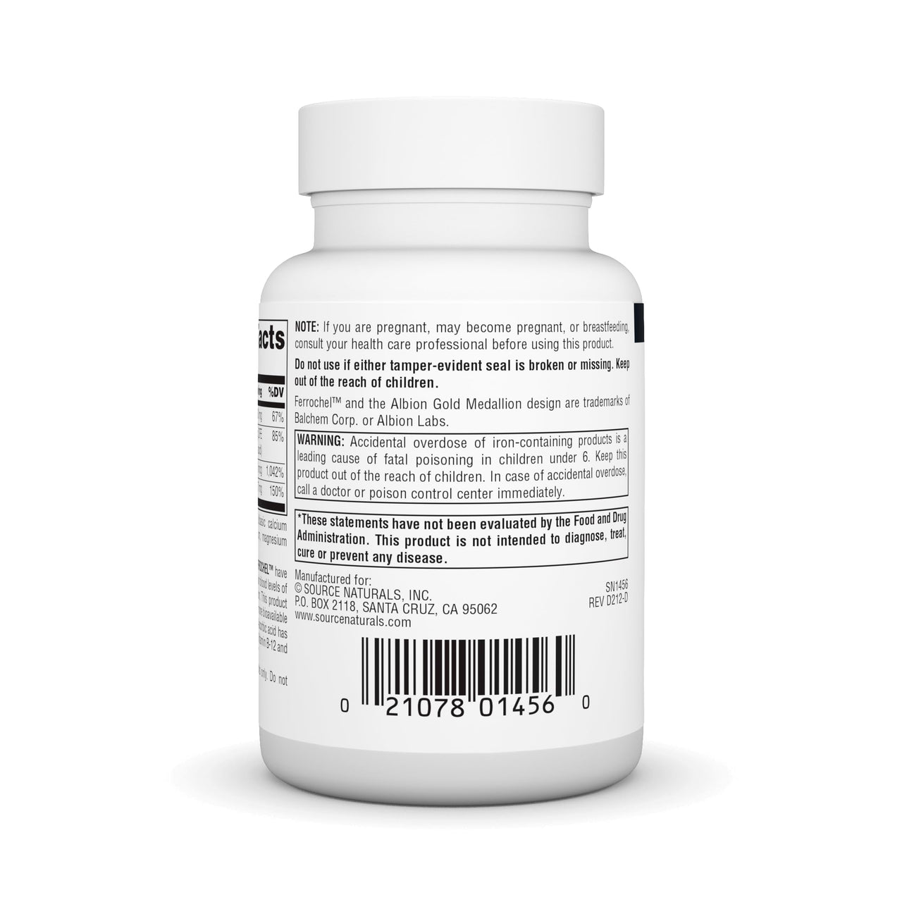 Source Naturals Advanced Ferrochel, Dietary Supplement Yielding 27 mg of Iron - 180 Tablets