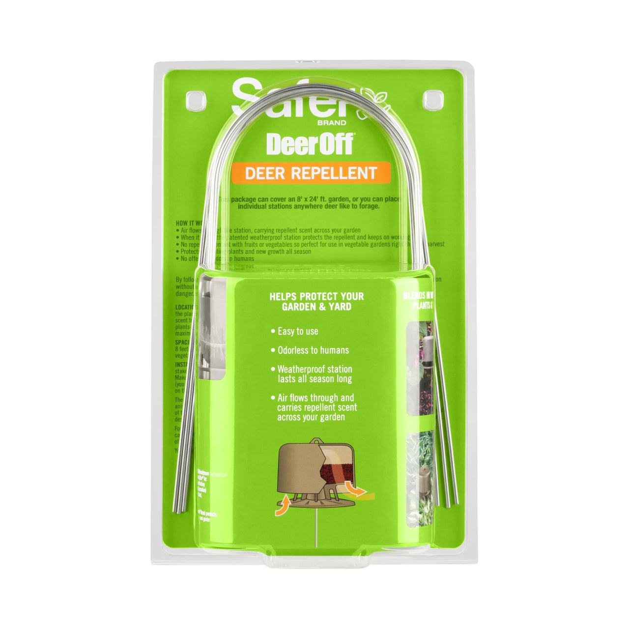 Safer Brand Deer-Off Deer Repellent Stations - 6 Waterproof Repelling Stakes for Gardens and Lawns - All Season Protection - 5962 - 6 Pack