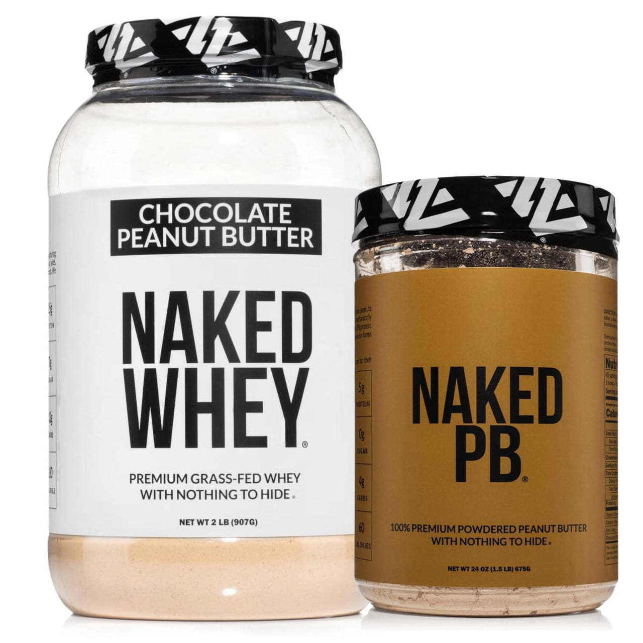 NAKED Whey Chocolate Peanut Butter Protein Powder (21 Servings) PB Powdered Peanut Butter 1.5LB (45 Servings) – Grass-Fed; Bulk; Non-GMO; Gluten Free; Soy Free; Vegan