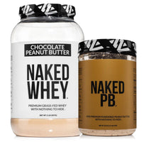 Thumbnail for NAKED Whey Chocolate Peanut Butter Protein Powder (21 Servings) PB Powdered Peanut Butter 1.5LB (45 Servings) – Grass-Fed; Bulk; Non-GMO; Gluten Free; Soy Free; Vegan