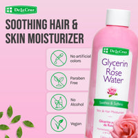 Thumbnail for De La Cruz Rose Water and Glycerin for Face - Rosewater Facial Toner and Moisturizer for Skin and Hair 8 fl oz (236 mL)