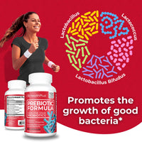 Thumbnail for Health Plus Prebiotic Formula - Probiotics + Prebiotics + Digestive Enzymes - Gluten Free, Dairy Free, Natural Herbal Ingredients (180 Capsules, 60 Servings)