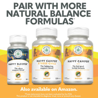 Thumbnail for Natural Balance Happy Camper - Feel-Good Mood Support Supplement - Gotu Kola, Passion Flower, and Kava Kava Capsules - 60-Day Guarantee - 120 VegCaps, 60 Servings