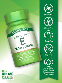 Thumbnail for Nature's Truth Vitamin E Softgels | 400 IU 180mg | 100 Count | Non-GMO & Gluten Free Supplement