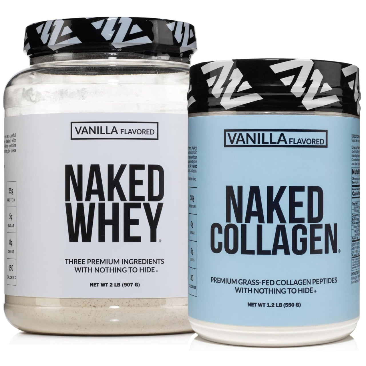 NAKED Vanilla Collagen + Vanilla Whey Bundle – Grass-Fed Hydrolyzed Collagen Peptides (25 Servings) & Whey Protein Powder (24 Servings) for Muscle, Recovery & Skin Support