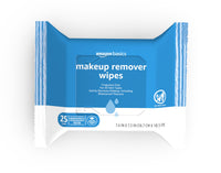Thumbnail for Amazon Basics Makeup Remover Wipes, Gentle Cleansing, Dermatologist Tested, Fragrance-Free, Plant Based, Alcohol-Free, Removes Waterproof Mascara, 25 Count Per Pack, Pack of 1