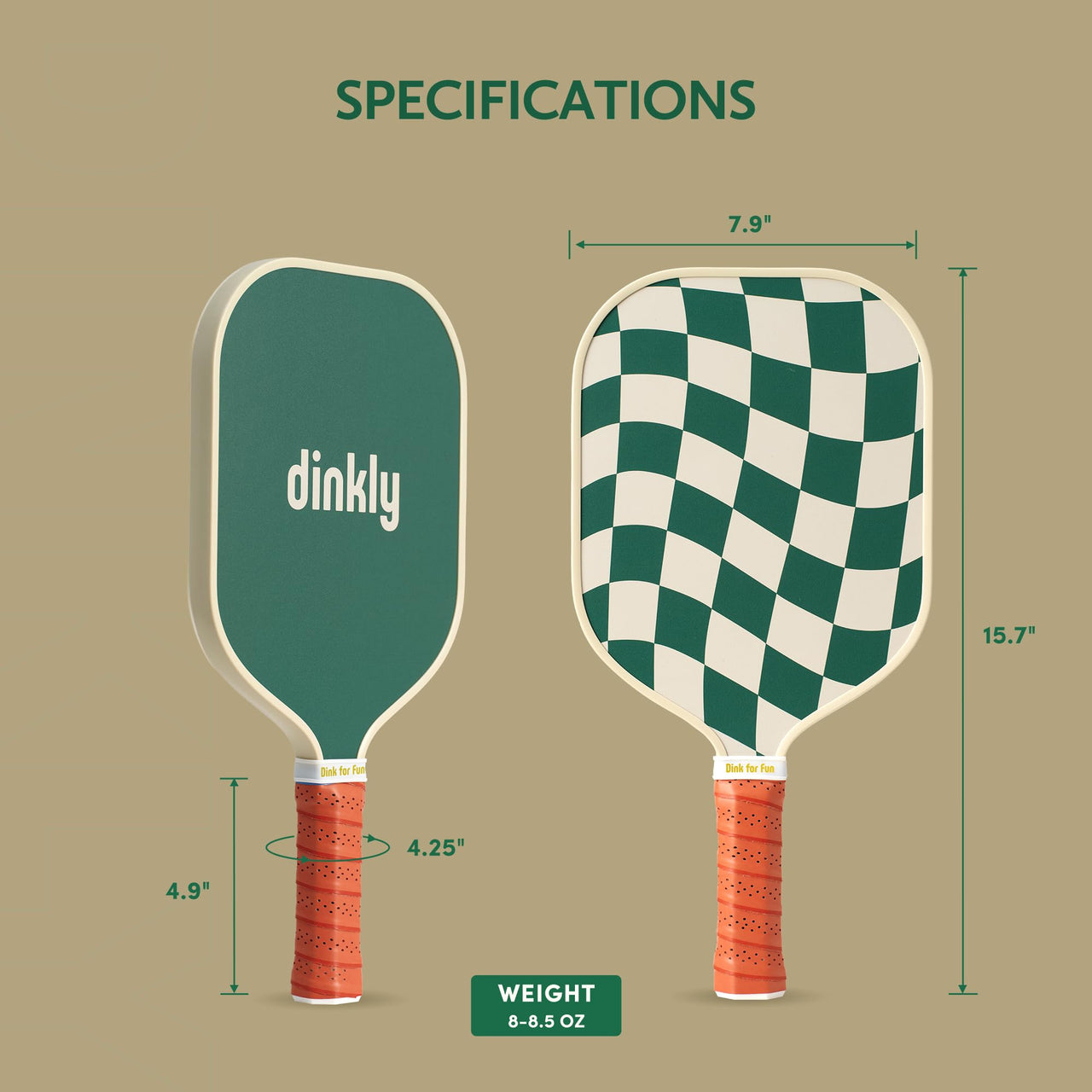 Dinkly Pickleball Paddles Set of 2 - USAPA Approved Graphite/Fiberglass Pickleball Racket, 2 Pickleball Rackets, 4 Balls and 1 Portable Carry Bag, Pickle Ball Set for Men Women, Wave Check