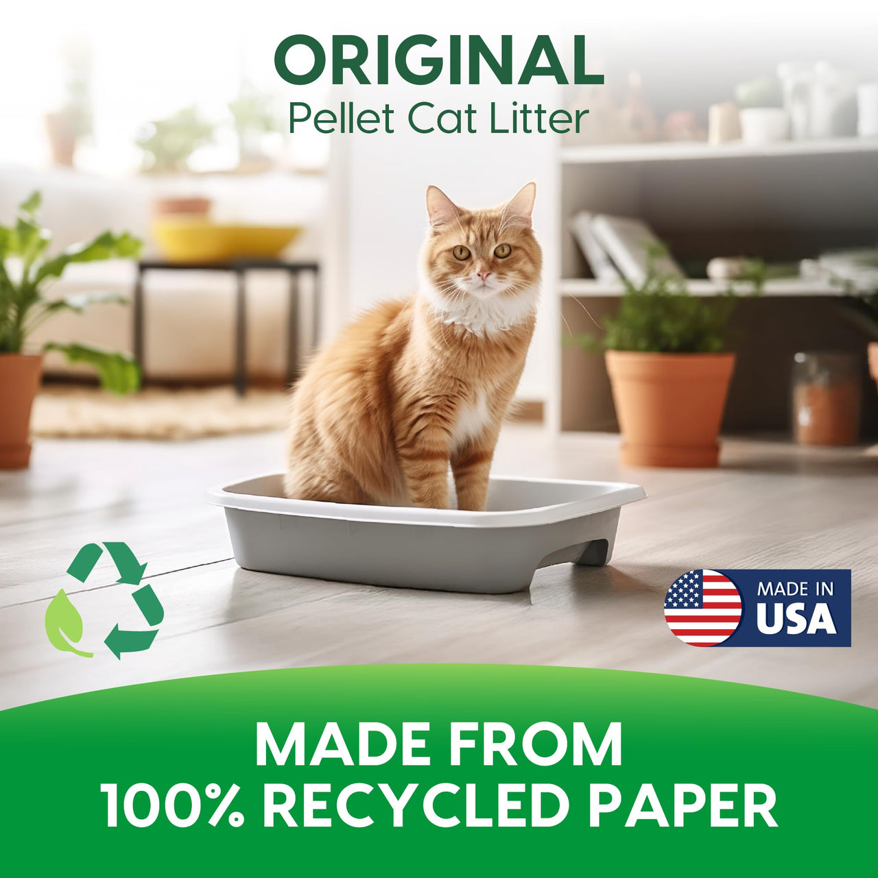 Fresh News Recycled Paper Original Pellet Cat Litter, 25 Pound, Non-Clumping, Unscented, Made in USA