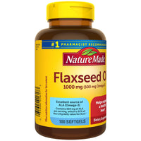 Thumbnail for Nature Made Flaxseed Oil 1000 mg, Fish Free Omega 3 Supplement, Dietary Supplement for Heart Health Support, 100 Softgels, 100 Day Supply