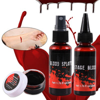 Thumbnail for Halloween Fake Blood Spray Makeup Kit Fake Blood Washable for Scar Wound and Clothes Realistic Face Paint Wounds Costume Blood For Vampire, Zombie, Clown Cosplay Red blood01