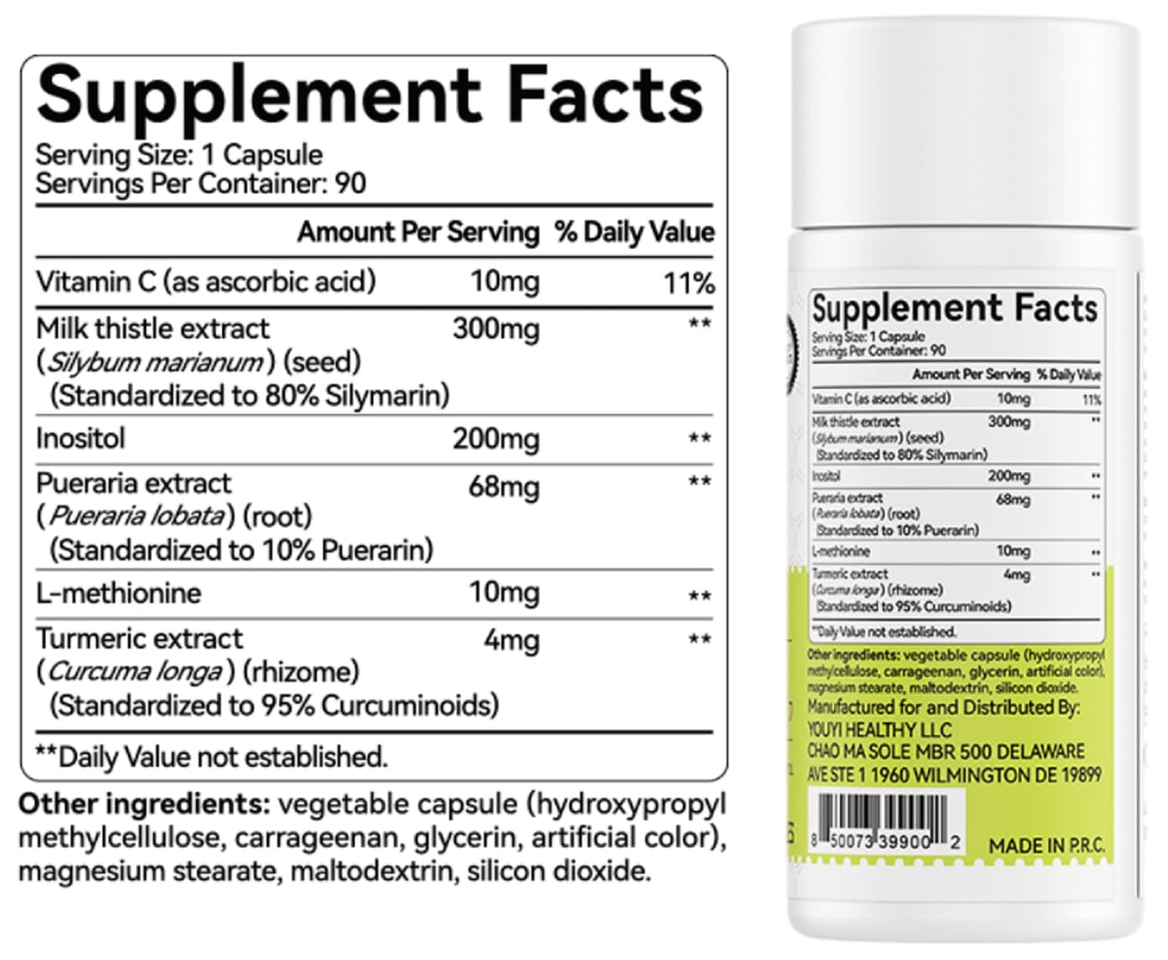 OxyEnergy Silymarin Milk Thistle 300mg Extract with Vitamin C, Inositol & Pueraria, Liver Detox & Repair Support, Antioxidant Support, 90 Vegetarian Capsules