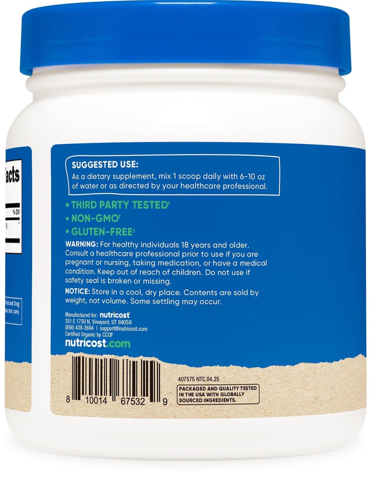Nutricost Organic Spirulina Powder 454 Grams, 1LB - Pure, Certified Organic Spirulina