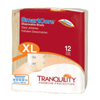 Thumbnail for Tranquility SmartCore Adult Disposable Briefs, Incontinence Control with Breathable Kufguard Technology, Fastening Tabs & Wetness Indicator, Latex-Free, Adult X-Large, 34oz Capacity, 12ct Bag