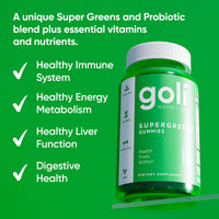 Thumbnail for Goli Supergreens Gummies with Probiotics - Artichoke Leaf Extract, Spirulina, Kale, Vitamins A, B6, B12 - Vegan, Gluten-Free, Non-GMO