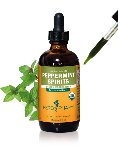 Herb Pharm Certified Organic Peppermint Spirits Liquid Extract Digestive Support Blend - 4 Ounce (DPEP04)
