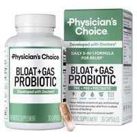 Thumbnail for Physician's CHOICE Bloat & Gas Probiotic 5-in-1 Proactive Support + Daily Relief - Digestion & Gut Health- Herbals, Digestive Enzymes, Post & Prebiotics - Gas Relief for Adults - Women & Men - 30ct