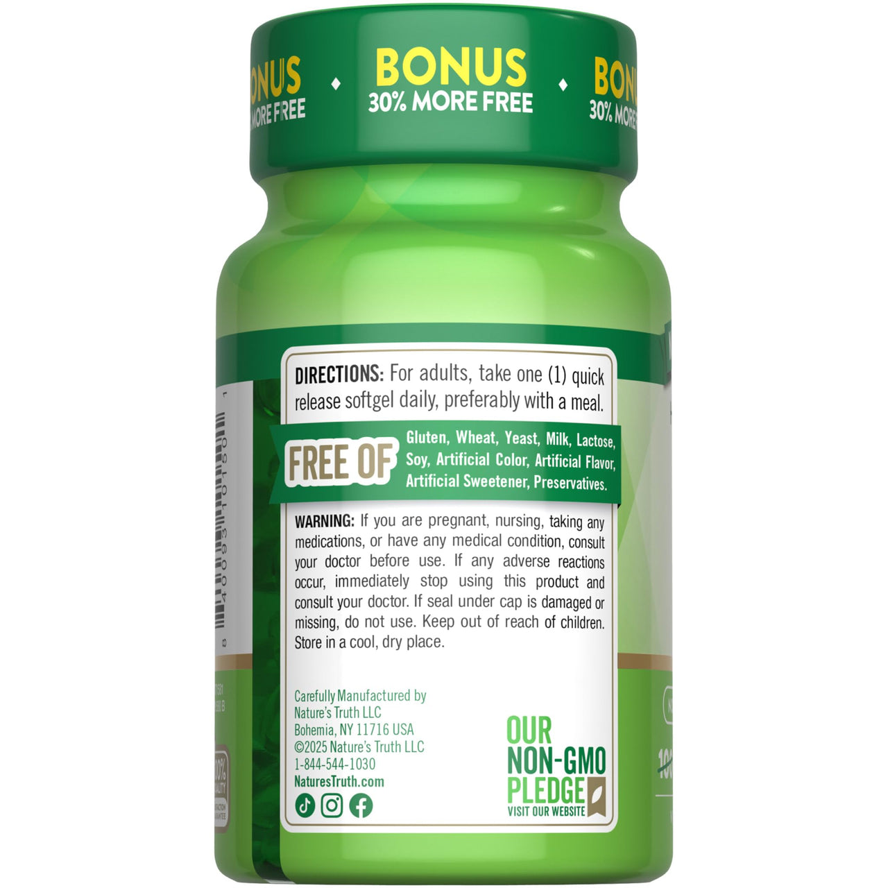 Nature's Truth Vitamin D3 1000 IU Softgels | High Potency Formula | 25 mcg | Non-GMO & Gluten Free Supplement