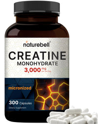 Thumbnail for NatureBell Creatine Monohydrate Capsules 3,000mg Per Serving, 300 Count | Micronized, Unflavored Creatine Pills | Pre-Workout & Muscle Strength Support | Easy to Swallow, Filler-Free | 50 Servings