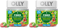 Thumbnail for OLLY Fiber Gummy Rings, 5g Prebiotic Fiber, FOS (Fructo-oligosaccharides), Digestive Support, Berry Melon 50ct (Pack of 2)