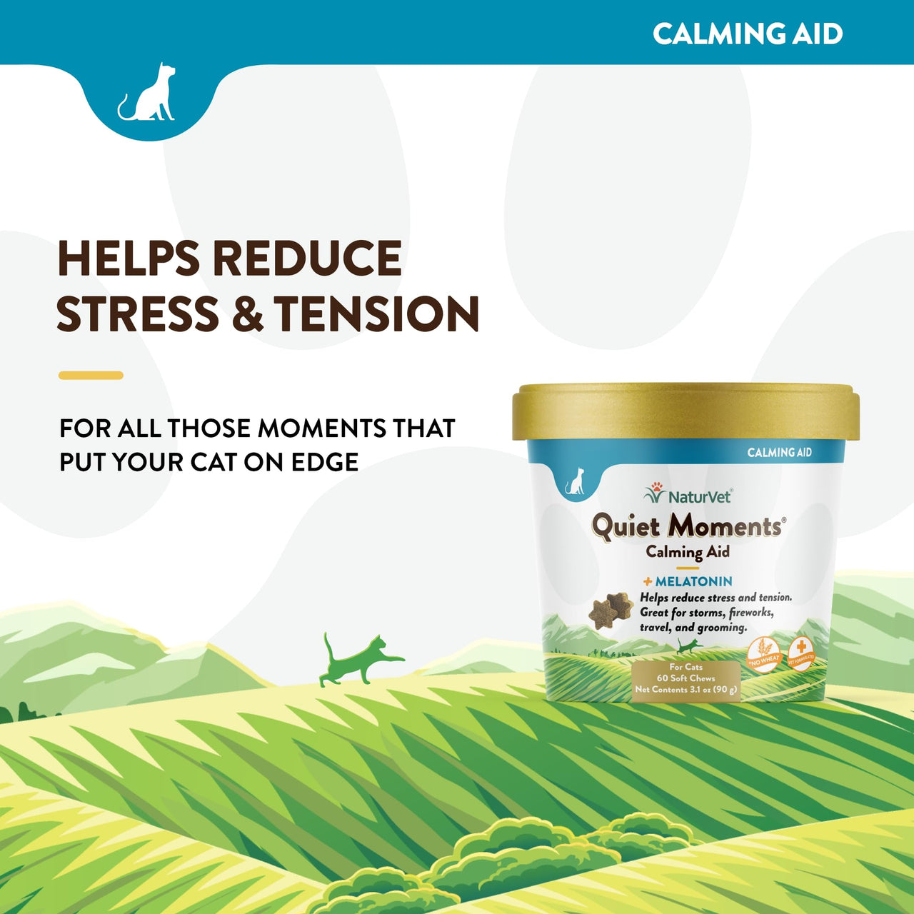 Buy NaturVet –Quiet Moments Calming Aid for Cats Plus Melatonin – 60 ...