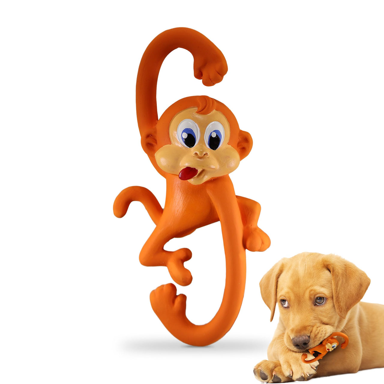 PetSport Naturflex Monkey - Squeaky Latex Rubber Dog Toys, Interactive Play for Small & Medium Dogs, Puppy Toy with Squeaker, Soft & Durable Pet Product - 6"