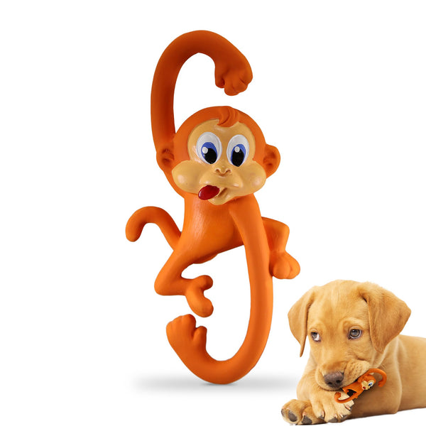PetSport Naturflex Monkey - Squeaky Latex Rubber Dog Toys, Interactive Play for Small & Medium Dogs, Puppy Toy with Squeaker, Soft & Durable Pet Product - 6"