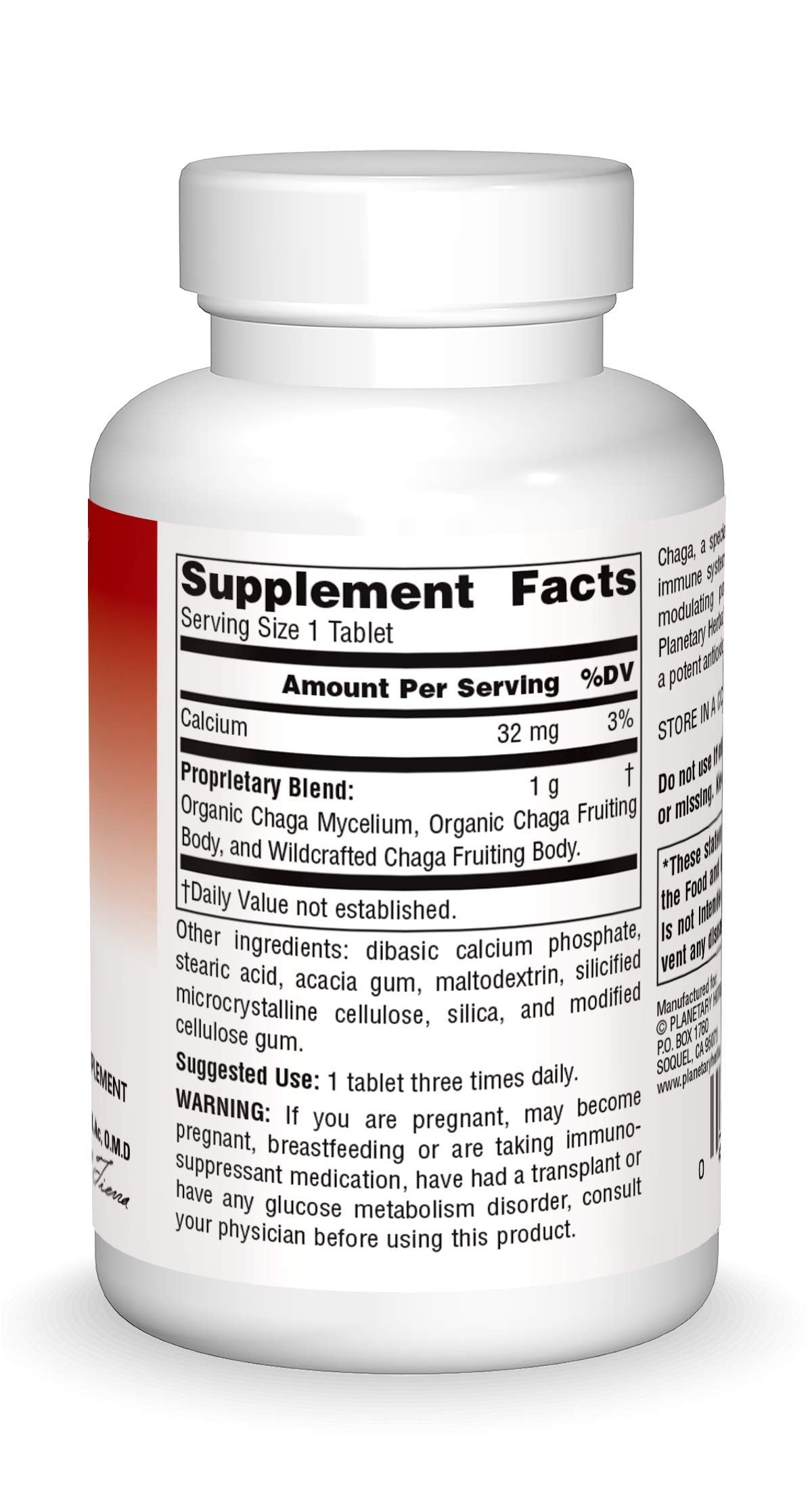 Planetary Herbals Chaga Full Spectrum, Enhance Cellular Immunity, 60 Tablets