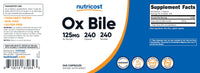 Thumbnail for Nutricost Ox Bile Capsules 125mg, 240 Capsules - Non-GMO
