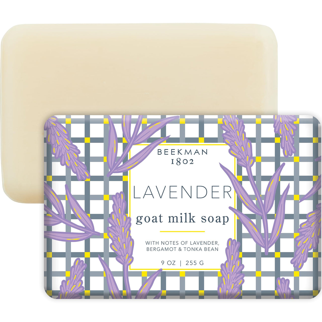 Beekman 1802 Goat Milk Soap – Moisturizing Hand & Body Soap Bar with Shea Butter & Botanical Oils, Triple-Milled, Non-Drying, Made for Sensitive Skin, Lavender 9 oz