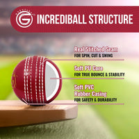 Thumbnail for Soft Rubber Cricket Ball for Practice | Outdoor & Indoor Cricket Ball with Soft Core & Stitched Seam | Realistic Feel, True Bounce & Swing for Practice, Coaching, Honing Skills & Family Fun (1-RED)